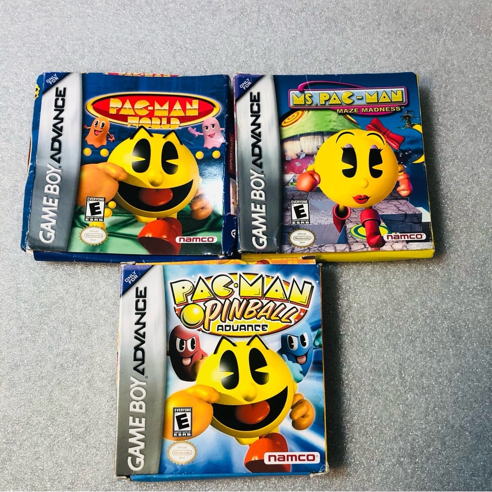 Game Boy Advance Pac-Man World Ms. Pacman Pinball Nintendo GBA Lot 3 Games CIB